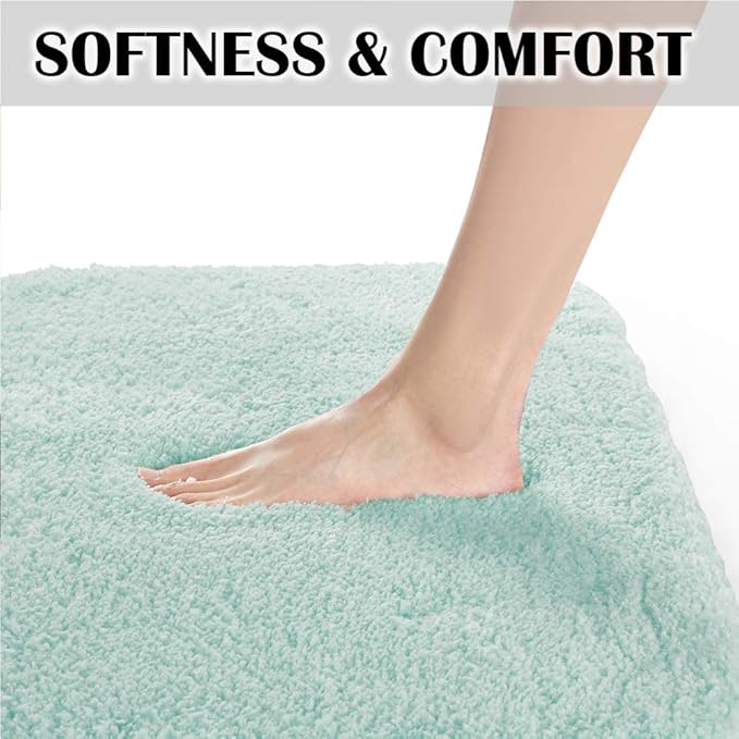 Suchtale Large Bathroom Rug Extra Soft and Absorbent Shaggy Bathroom Mat (24 x 60, Aqua) Machine Washable Microfiber Bath Mat for Bathroom, Non Slip Bath Mat, Luxury Bathroom Floor Mats Rubber Back