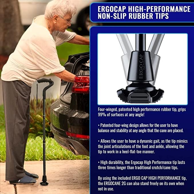 New Ergocane 2G by Ergoactives As Seen On TV. Shock Absorber Fully-Adjustable Ergonomic Cane (Maroon Wood)