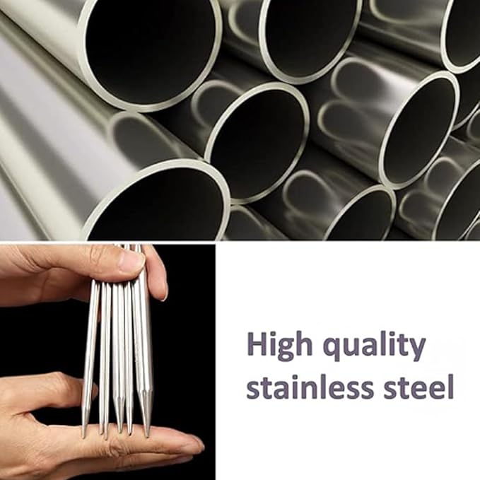 TOPINCN 11 Pcs Stainless Steel Circular Knitting Needles Set 2-8mm 80cm Semi Pointed Design Flexible Tubular Construction for Knitting Scarves Hats Sweaters