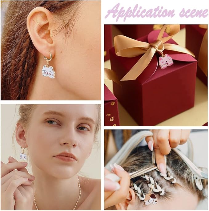 NBEADS 14 Pcs Cat Stitch Markers, Alloy Enamel Crochet Stitch Marker Charms Locking Stitch Marker with 304 Stainless Steel Clasp for Crochet Weaving Sewing Accessories Quilting Jewelry Making