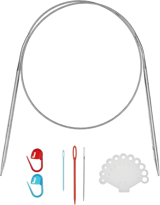 31inch (80cm) Stainless Steel Circular Knitting Needle Size US 6 (4.0mm) Metal Knitting Needles Set for Making Sweater Shawl Scarf