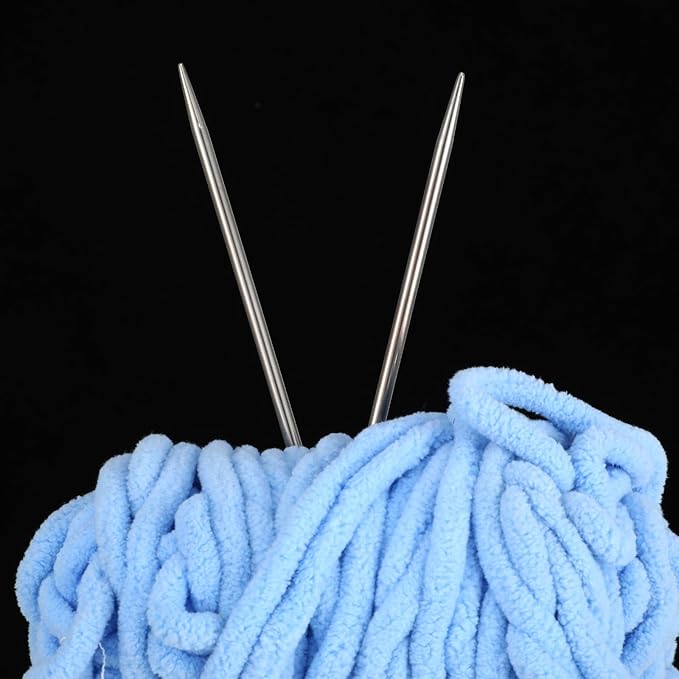 Sibba 31.5 Inch Stainless Steel Circular Knitting Needles, 3.5mm Round Ergonomic Metal Needle Set with Blunt Needle and Stitch Markers, Knitting Needles for Hats, Gloves, Sleeves, Socks