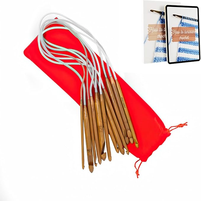 KnitPal 24-inch (60 cm) Circular Crochet Hooks Double Ended Tunisian Crochet Hooks Set with Cable for Afghan Crocheting in The Round - 7 US Sizes: D/3mm,E/3.5mm,F/3.75mm,G/4mm,7/4.5mm,H/5mm,I/5.5mm