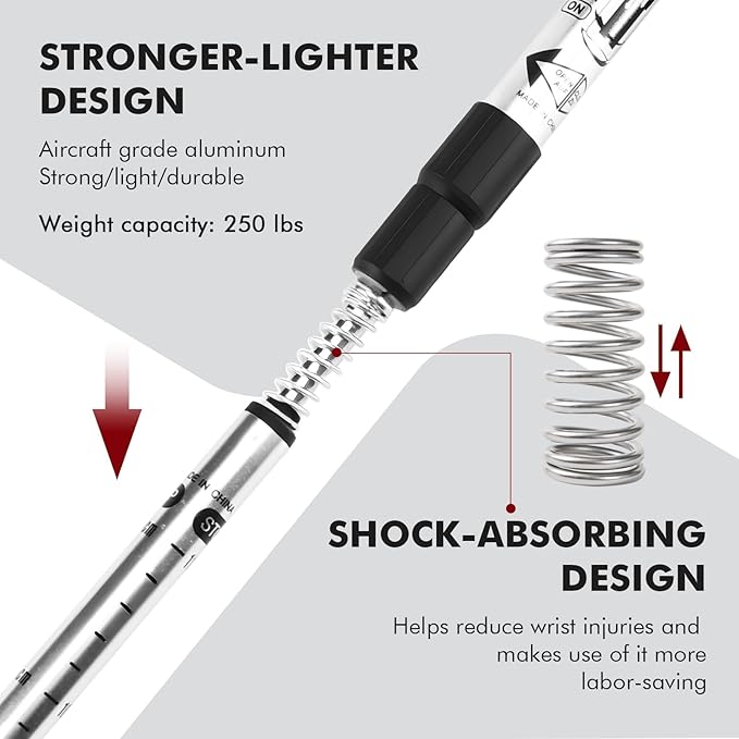 Telescopic Walking Cane 43 Inch with Anti-Shock & T-Grip Handle - 7075 Aluminum Quick Lock Trekking Pole, Ultralight for Hiking, Camping, Mountaineering