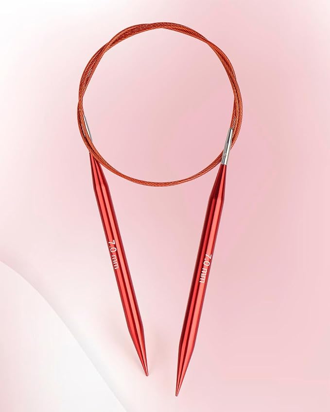 Interchangeable Knitting Needle Set with Circular Cable for Crafters, 13 Circular Knitting Needles with 4 Cable, 3-10 mm Aluminum Knitting Needles for Beginner, DIY Crafts, Red Needle Set