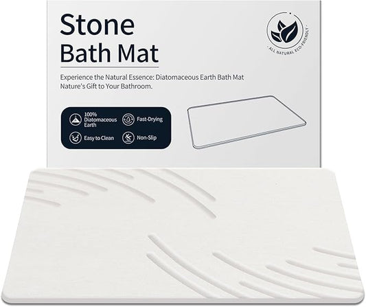 Stone Bath Mat Diatomaceous Earth Shower Mat Super Absorbent Non-Slip Diatomite Stone Bath Mats for Bathroom Floor Quick-Drying Natural Easy to Clean（24 * 16''）
