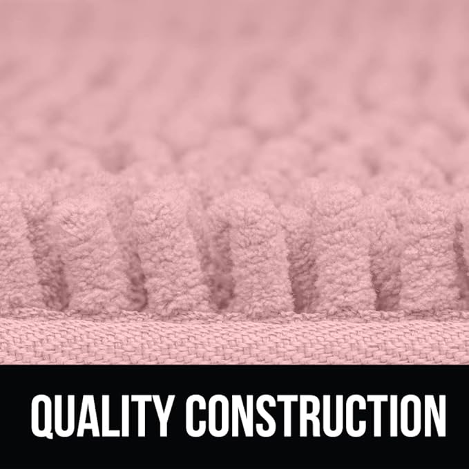 KANGAROO Bathroom Rugs, Chenille Soft Absorbent Bath Rug, Shaggy Shower Mat, Quick Dry Machine Wash Bathmat, Plush Carpet Mats for Tub, Bathtub and Room Home Decor Accessories, 36x24, Light Pink