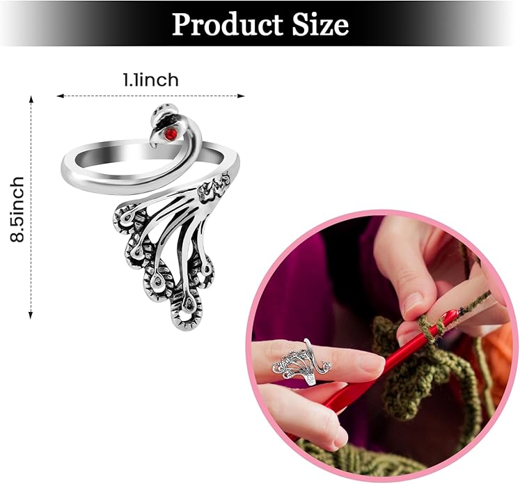 Namifin Crochet Ring for Fingure Adjustable Crochet Tension Ring Yarn Tension Rings Easy Crocheting Crochet Accessories Mother Grandma Thanksgiving Presents