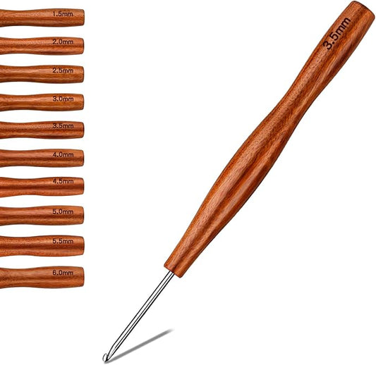 Nitlak 3.5mm Crochet Hook, Available in 1.5mm-6.0mm, Aluminum Ergonomic Crochet Hook with Wooden Handle for Arthritic Hands, Beginners, Knitting Needles for Christmas Gifts, Birthday Gifts