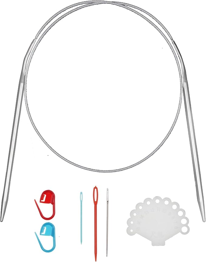 24inch (60cm) Stainless Steel Circular Knitting Needle Size US 7 (4.5mm) Metal Knitting Needles Set for Making Sweater Shawl Scarf