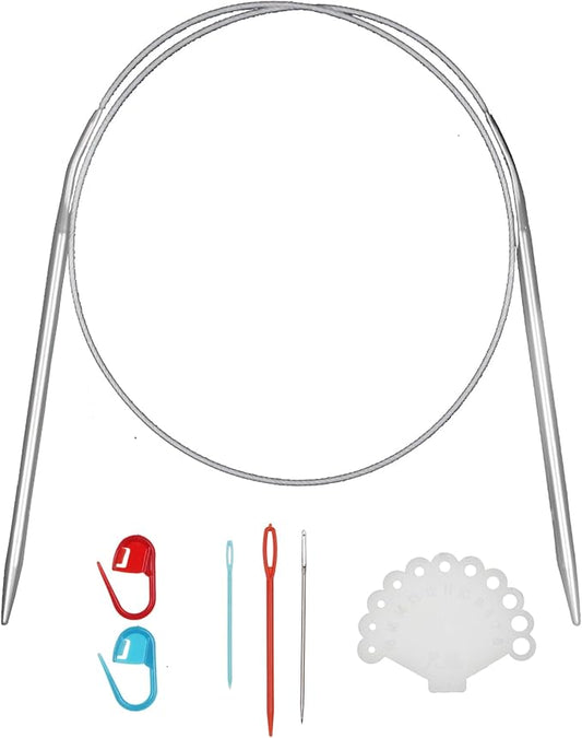 24inch (60cm) Stainless Steel Circular Knitting Needle Size US 7 (4.5mm) Metal Knitting Needles Set for Making Sweater Shawl Scarf