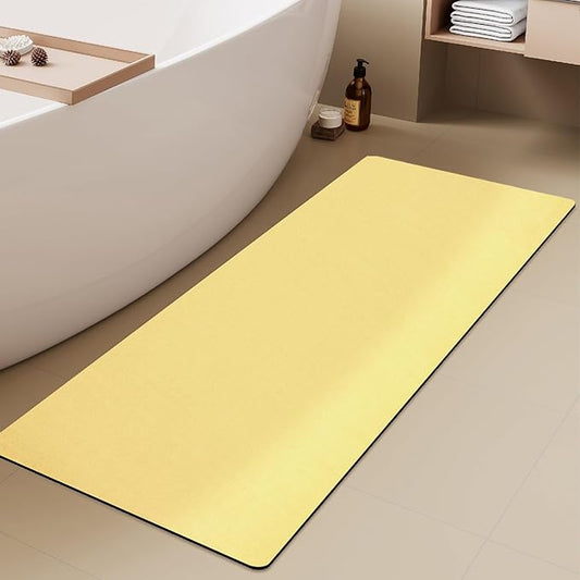 Bathroom Mat Quick Dry, Bathroom Rugs Non Slip Washable Thin Absorbent Bath Mat Fits Under Door Bathroom Floor Mat Perfect for Bath, Shower, or Sink 24"x60" Light Yellow