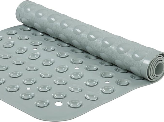 YANZIFLY Bathtub Mat for Shower: Soft Silicone Bath Mat Non Slip with Suction Cups Tub Mat for Bathroom for Family Use Extra Large Shower matt Machine Washable - Grey