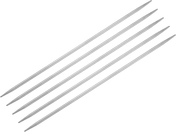 uxcell 5Pcs Knitting Needle 2.5mm Diameter 5.9 Inches Length Stainless Steel Double Pointed Sweater Stitching Needles for Handmade Projects DIY Knitting