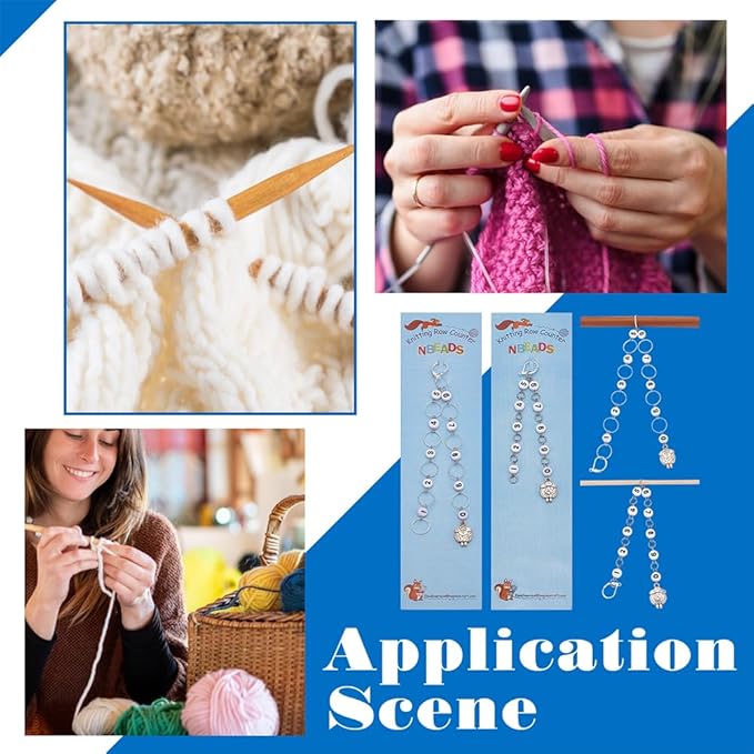 NBEADS 2 Pcs 2 Styles Sheep Charm Knitting Row Counter Chains, 0~9 Number Stitch Markers Acrylic Beads Crochet Stitch Marker Charms for Knitting Weaving Sewing Quilting Handmade Jewelry