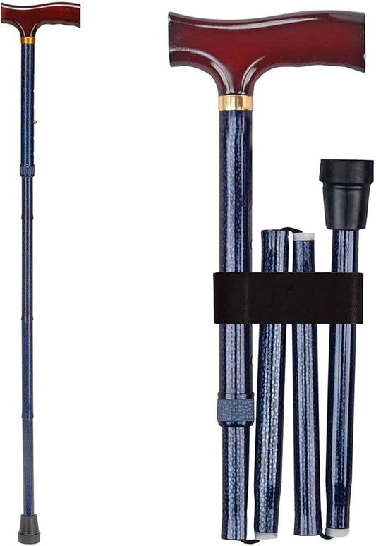 DMI Sports Walking Cane or Stick, Foldable Cane for Men, Women, Seniors and Handicapped Adjusts from 33-37" in 1 inch increments with Ergonomic Wood Handle,Supports up to 250 Pounds