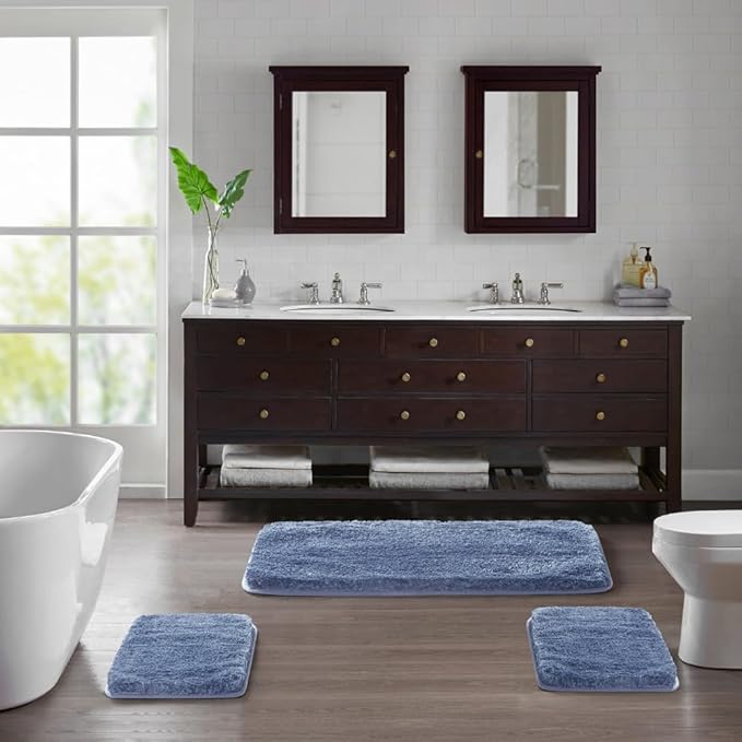 Suchtale Large Bathroom Rug Mat: Extra Soft & Absorbent Shaggy, 24 x 40, Blue; Machine Washable Microfiber, Non Slip, Luxury Floor Mat