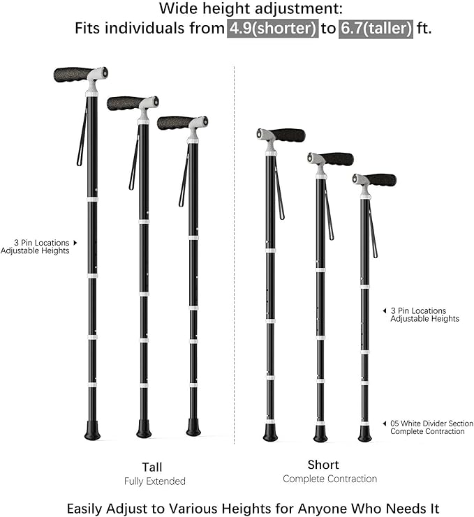 Canes for Women for Stability, Walking Cane for Men, Folding Canes for Women Adjustable for Travel, Dual Modes Handle (Sticks or Canes) with Daily Pill Box