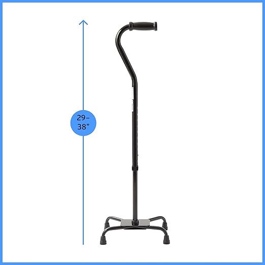 Medline Aluminum Quad Cane with Large Base for Balance, Knee Injuries, Leg Surgery Recovery & Mobility, Portable, Lightweight Walking Aid for Seniors & Adults - Cane Supports 300 lbs and Weighs 4 lbs