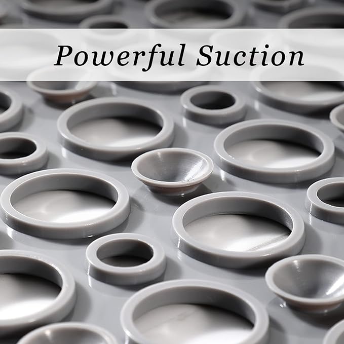 Non Slip Large Shower Mat 35.4"*23.6", TPE Bath Mats for Inside Outside Shower,Extra Large Bathtub Mat with Suction Cups and Big Drain Holes