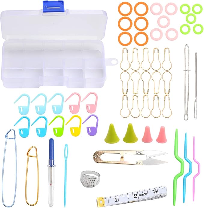 Coopay Tunisian Crochet Hooks Set with Cable, 11pcs Metal Afghan Crochet Hook 2-8mm, 120cm Bamboo Circular Tunisian Knitting Needle with Bead Carbonized 3-10mm for Blanket, Knitting & Crochet Supplies