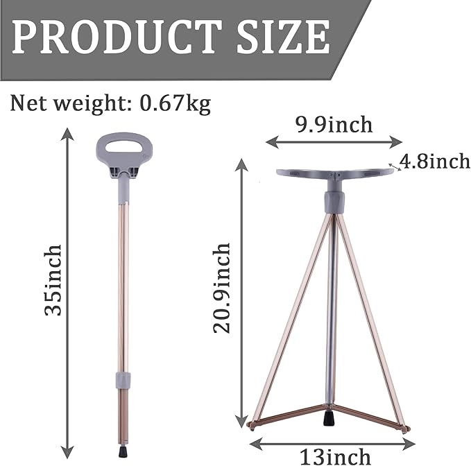 Walking Cane with Seat Folding Lightweight, Portable Cane Seat with Carry Bag, Walking Stick with Seat for Seniors & Adults, Foldable Adjustable Cane Chair for Travel Hiking