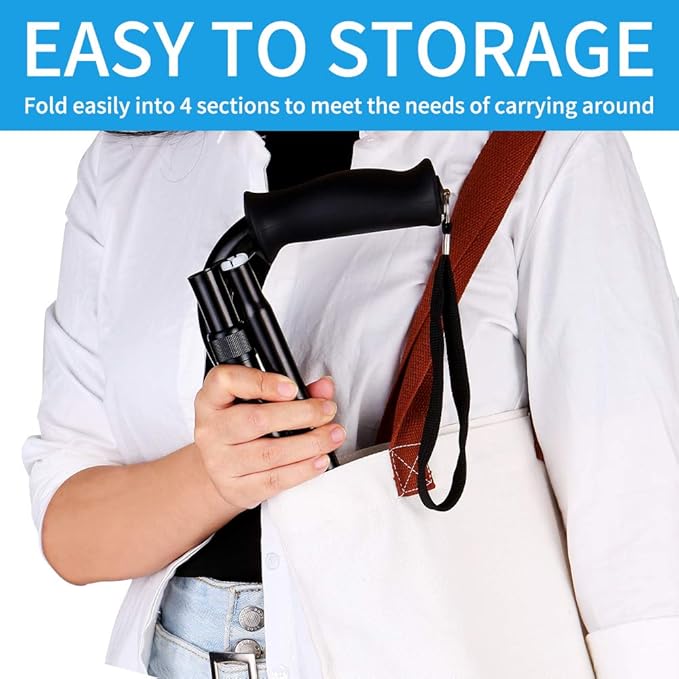 Elegant Walking Cane for Women, Foldable & Adjustable Cane for Seniors with Self-Standing Tip | Lightweight Mobility Aid for Stability & Balance Support