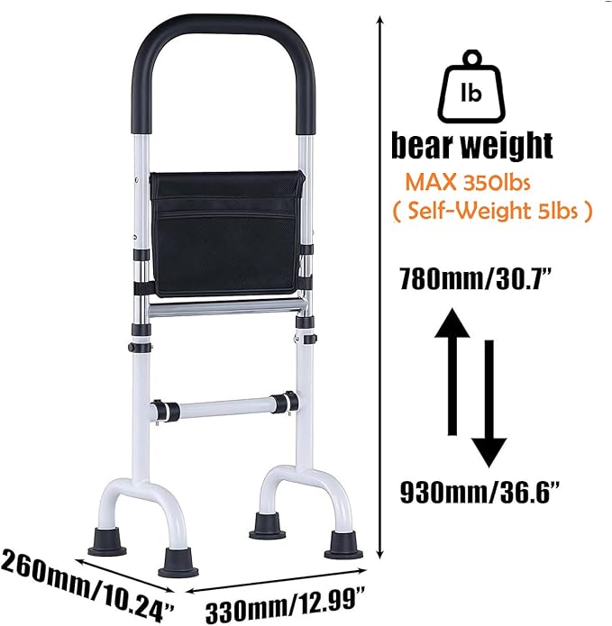 Stand Assist Aid for Elderly; Quad Walking Canes for Seniors; Couch Stand Assist; Aids for Getting Up from Toilet/Recliner/Bed; Height Adjustable 30'' to 36 ''; Soft Handle; 4 Legged feet