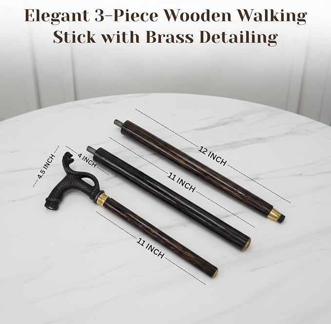 All Black Snake Handle Spiral Wooden Walking Cane