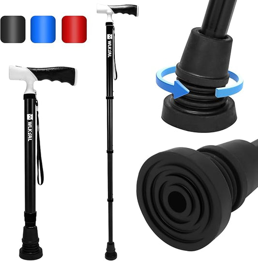 One-Button Telescopic Folding Walking Cane (Anchor Series) – Like an Umbrella | Compact, Lightweight & Travel-Friendly Folding Cane, Adjustable, All-Terrain Tips, Elegant Muted Tones