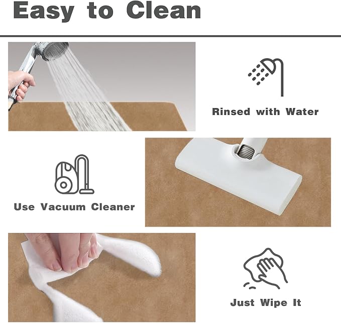 Bathroom Mat Quick Dry, Bathroom Rugs Non Slip Washable Thin Absorbent Bath Mat Fits Under Door Bathroom Floor Mat Perfect for Bath, Shower, or Sink 24"x60" Camel