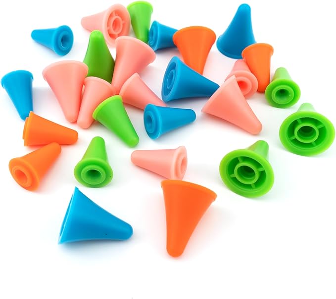 BlingKingdom 30 PCS Knitting Needle Point Protectors, 2 Sizes Colorful Needle Tip Stoppers for Knitting Sewing DIY Art (15 PCS Small + 15 PCS Large)