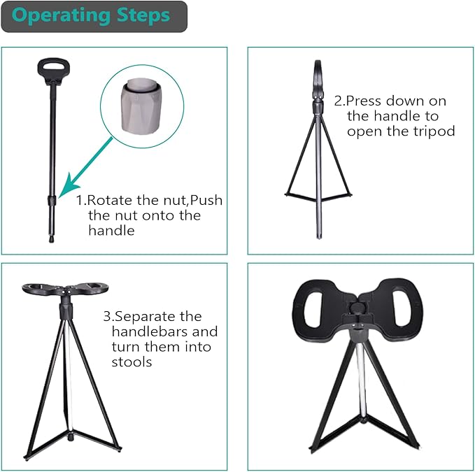 Walking Cane with Seat 2-in-1 Foldable Walking Sticks Chair for Men Women Elderly Folding Camping Chair Portable Trekking Poles Aluminum Lightweight Travel Storage Bag for Adult Outdoor Hiking