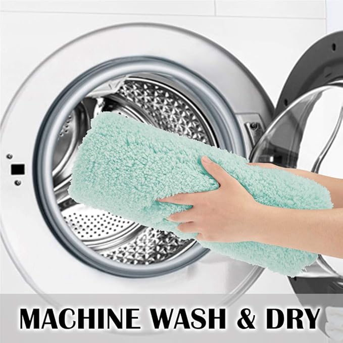 Suchtale Non Slip Bath Mat - Soft Microfiber Shaggy Bath Rug, Machine Washable, Thick Plush U Shape, Water Absorbent (20 x 24, Aqua)