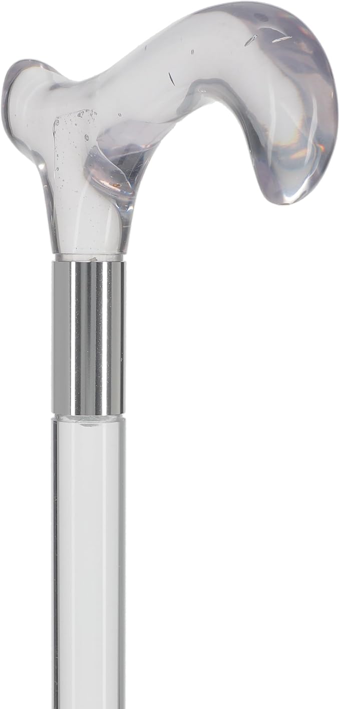 Royal RC Canes Elegant Acrylic Walking Cane – Lightweight Lucite Derby & J Handle Stick for Men & Women – Stylish, Unique Transparent Design Look with Rubber Tip