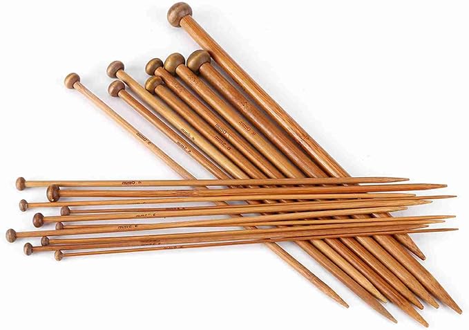HUIOP Knitting Needles Set, Carbonized Knitting Needle 18 Sizes, Beginner Tools for Handmade Weave, Proof, with