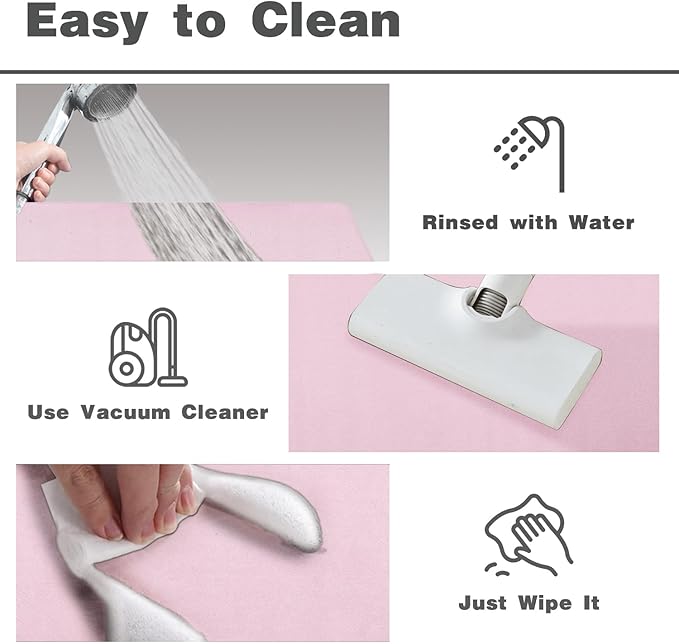Pink Bath Mat, Bathroom Rugs Non Slip Washable Thin Absorbent Quick Dry Bath Mat Fits Under Door Bathroom Floor Mat Perfect for Bath, Shower, or Sink 24"x70" Pink