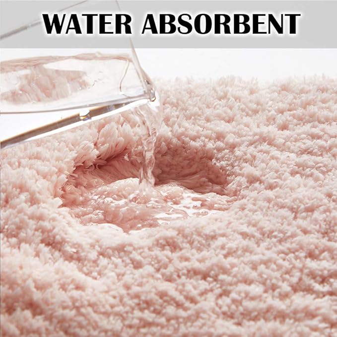Suchtale Extra Soft & Absorbent Shaggy Bath Mat (24 x 40, Blush) - Machine Washable Microfiber, Non Slip, Luxury Floor Mat