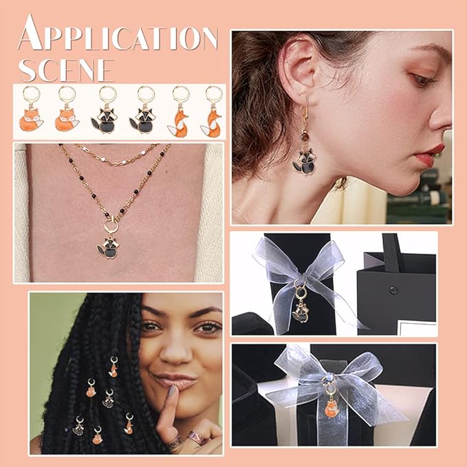 NBEADS 15 Pcs Fox Stitch Markers, Alloy Enamel Crochet Stitch Marker Charms Locking with 304 Stainless Steel Clasp for Crochet Weaving Sewing Accessories Quilting Jewelry Making