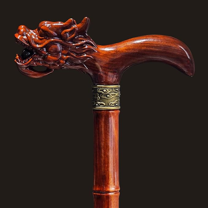 Wooden Cane, Hand Carved High-end Walking Cane for Men and Women, Lightweight Design Support Up to 500lbs Dragon Canes for Seniors, Suitable for Discerning Personal and Gift Use