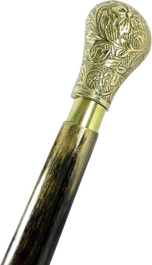 All Black Snake Handle Spiral Wooden Walking Cane