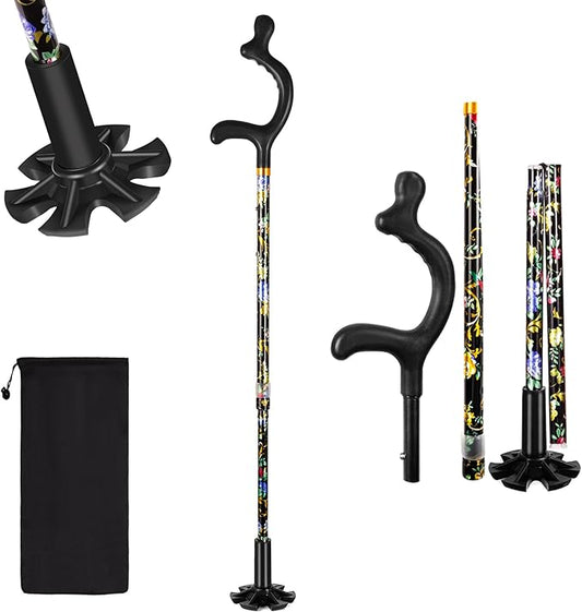 Walking Canes for Women for Stability - YOKABOZE Walking Sticks for Seniors Balance, Height Adjustable Anti-Slip Lightweight Aluminum Folding Cane Collapsable for Travel Purple Plaid