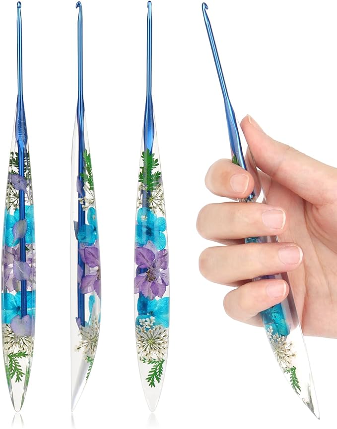Coopay Crochet Hooks, 2.5mm Ergonomic Crochet Hook with Floral Resin Grips, Stylish and Unique, Ideal for Crocheting Blankets, Dolls, Shawls, Hats, Scarves (C-2.5mm)