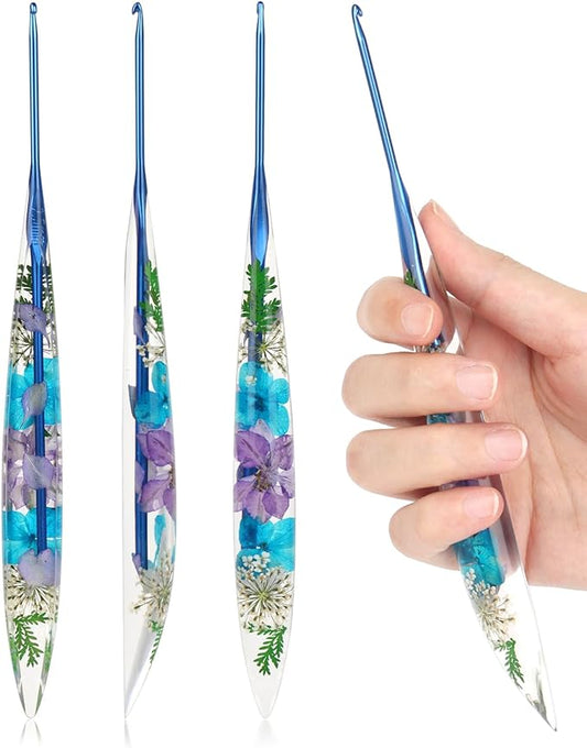 Coopay Crochet Hooks, 2.5mm Ergonomic Crochet Hook with Floral Resin Grips, Stylish and Unique, Ideal for Crocheting Blankets, Dolls, Shawls, Hats, Scarves (C-2.5mm)
