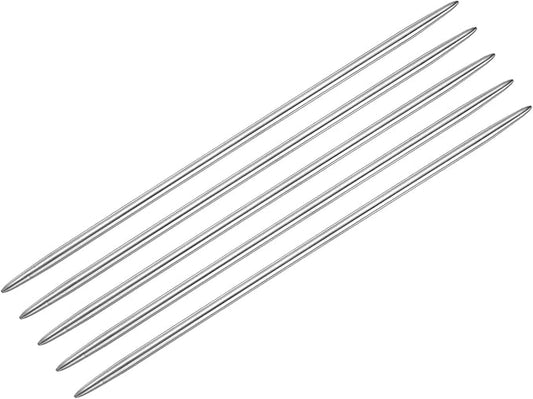 uxcell 5Pcs Knitting Needle 3.5mm Diameter 5.9 Inches Length Stainless Steel Double Pointed Sweater Stitching Needles for Handmade Projects DIY Knitting