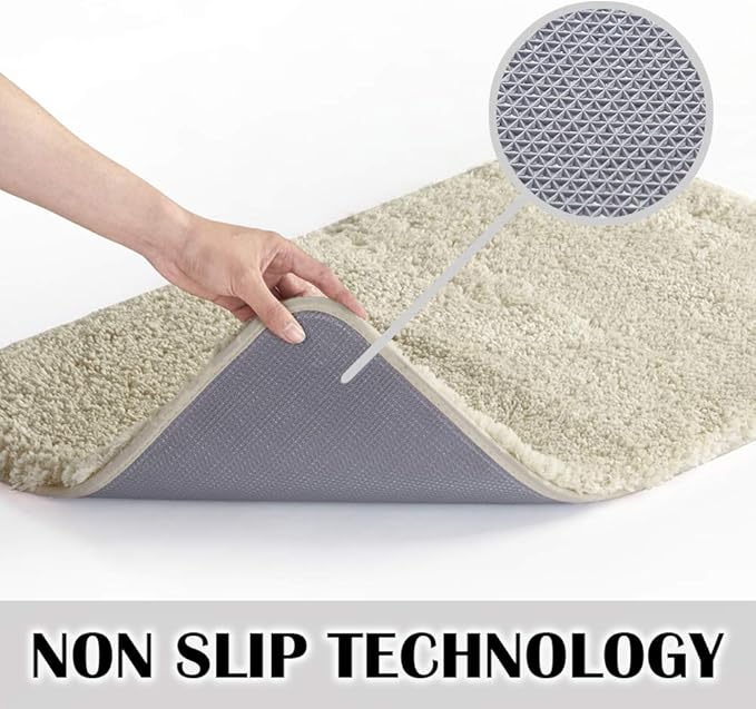 Suchtale Large Bathroom Rug Extra Soft and Absorbent Shaggy Bathroom Mat (24 x 60, Light Tan) Machine Washable Microfiber Bath Mat for Bathroom, Non Slip Bath Mat, Bathroom Floor Mats Rubber Back
