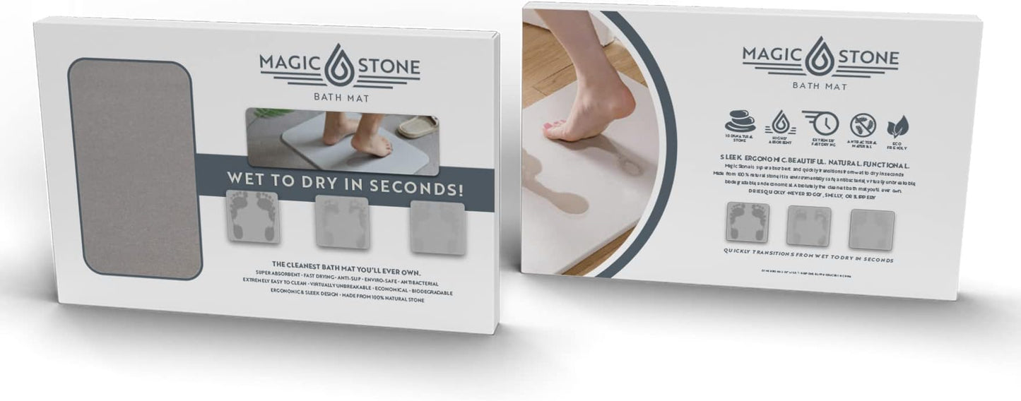 Magic Stone Ivory Stone Bath Mat, Diatomaceous Earth Shower Mat, Non-Slip Super Absorbent Quick Drying Bathroom Floor Mat, Natural, Easy to Clean (23 x 15.5 in)