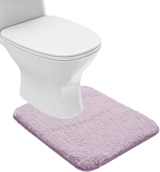 Suchtale Bathroom Contour Rug Non Slip Bath Mat Water Absorbent Soft Microfiber Shaggy Bathroom Mat Machine Washable Bath Rug for Bathroom Thick Plush U Shape Toilet Rug (20 x 24, Lavender)