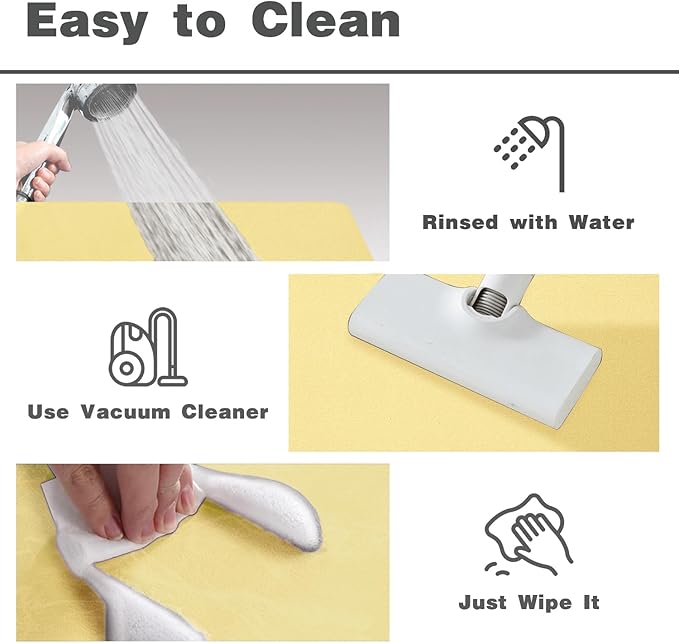 Bathroom Mat Quick Dry, Bathroom Rugs Non Slip Washable Thin Absorbent Bath Mat Fits Under Door Bathroom Floor Mat Perfect for Bath, Shower, or Sink 36"x48" Light Yellow