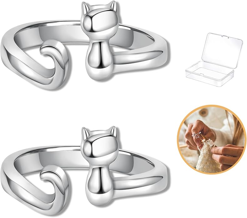 Namifin Crochet Ring for Fingure Adjustable Crochet Tension Ring Yarn Tension Rings Easy Crocheting Crochet Accessories Mother Grandma Thanksgiving Presents